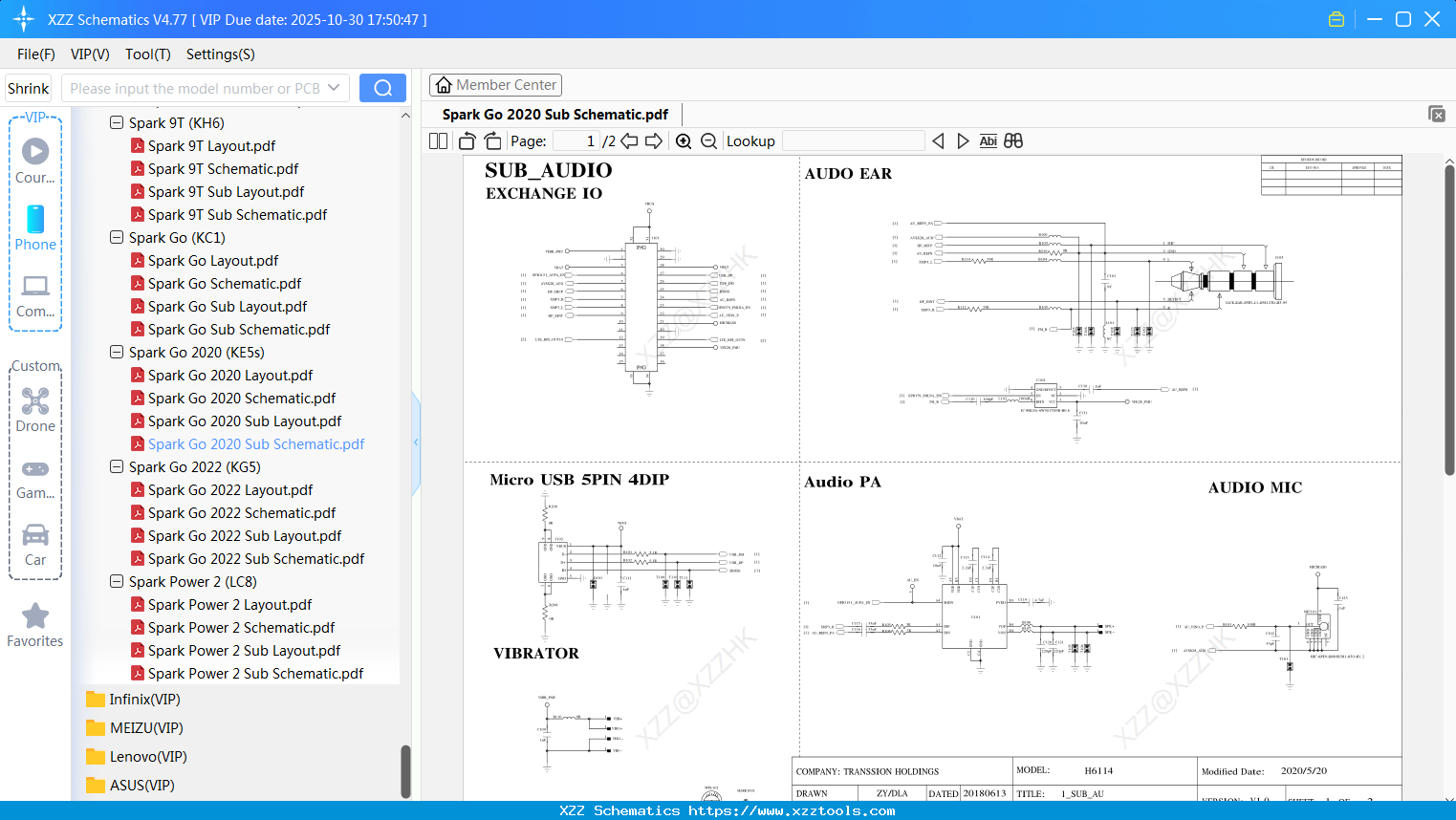 Tecno Spark Go 2020 Sub Schematic